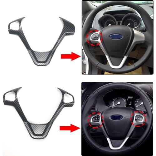 ABS Chrome carbon fiber Steering Wheel Cover Sequin Trim Sticker for Ford New Fiesta MK7 2009-2017 Ecosport 2012-2017