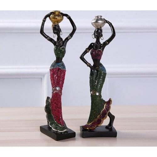 Africa Women Resin Statue Home Decoration Accessories African Statues Resin Sculpture Ornaments African Woman Creative Staue