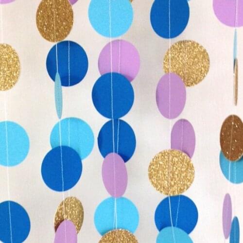 Jumbo Lilac Purple, Aqua, Navy, and Gold Sparkles Circle Paper Garland, Paper Banner, Garland, Bridal Baby Shower, Party