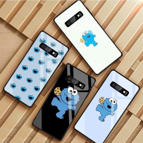 Cookie monster cartoon Tempered Glass Phone Case For Samsung Galaxy S8 S9 S10 S20 PLUS J8 J6 J4 2018 NOTE 8 9 10 Cover Shell