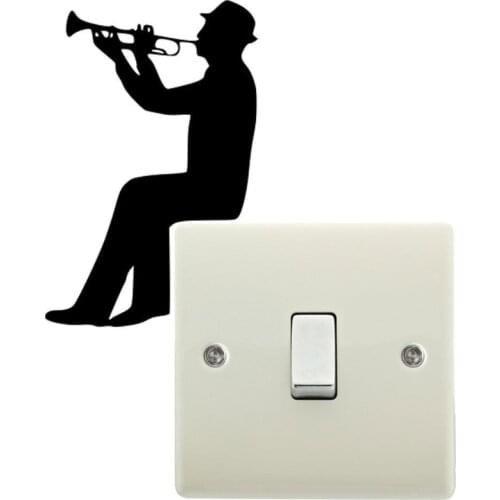 Man Playing Trumpet Switch Decal Cartoon Fashion Wall Vinyl Wall Sticker 5WS0003