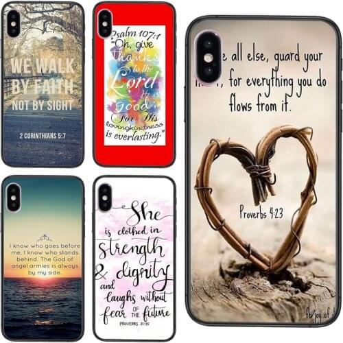 Bible Verse Quotes For Xiaomi Mi11 M10 Mi10I Mi10S Mi10T Mi9 CC9 Note10 Poco F3 X3 Lite Pro Ultra NFC Clear Black Bumper 3D