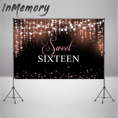 Black Rose Gold Photography Backdrop Princess Sweet 16 Birthday Party Photobooth Photographic Background Camera Photo Studio
