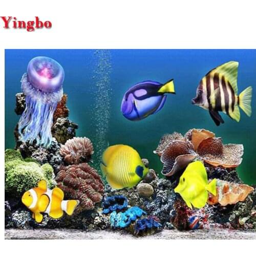 DIY 5D Diamond Mosaic Goldfish Aquarium Picture By Rhinestone Diamond Painting Cross Stitch Full Square round Diamond Embroidery