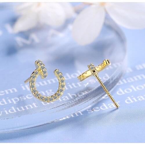 Exquisite Simple Small Cubic Zirconia 925 Sterling Silver Stud Earrings For Women Fashion Round Dainty Jewelry Wholesale