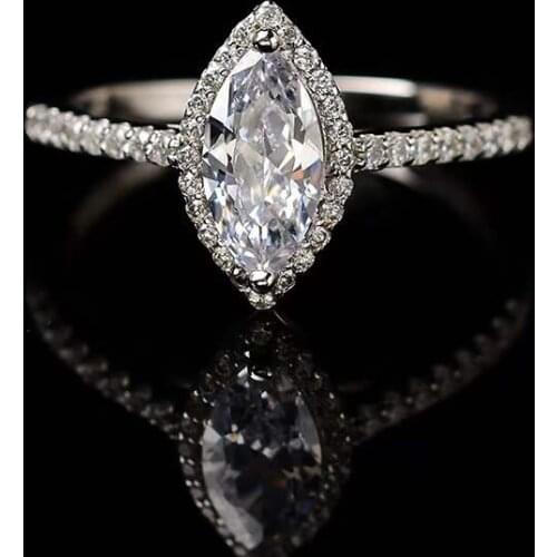 Marquise Shape Moissanite Rings White D Color 1ct-2ct Carat Imitation Diamond S925 Sterling Silver Wedding Jewelry