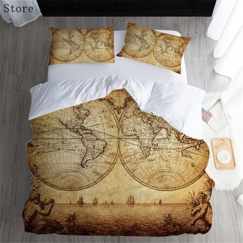 3D Printing World Map Bedding Set Duvet Cover Comforter Cover Set 2/3Pcs Bedclothes For Kids Adults Single Simple Quilt Cover