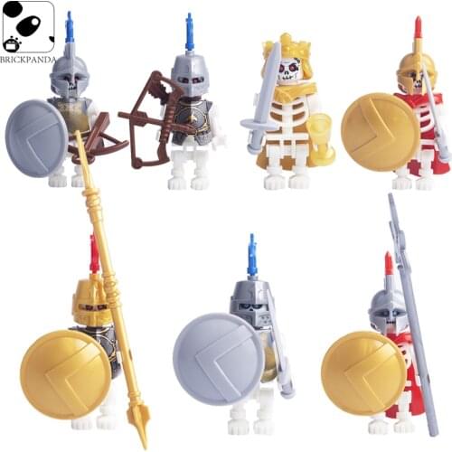 Medieval Skeleton Knight Building Blocks Castle Wars Soldier MiniFigure Weapons Helmet DIY Assembling Bricks Toys for Children