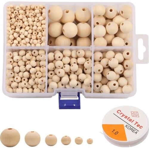 15-600PCS 6-20mm Natural Ball Round Spacer Wooden Beadsfor Jewelry Making DIY Lead-Free Wooden Balls Loose Big Hole Ball Beads