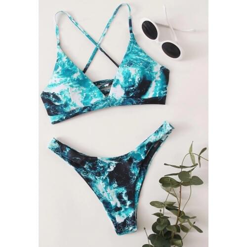 Tie Dye Bikini 2020 Women Swimwear Push Up Swimsuit Sexy Print Swimming Suit Bandage Sexy Summer Bathing Suit Female