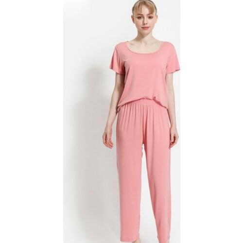 Summer 2 Piece Set Women Tshirt Pants Sportswear Suits Leisure Ladies Tracksuits Casual Home Clothes Women Pajamas Sets WF087