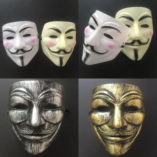 V Mask Halloween Full Face Masquerade Mask Vendetta Anonymous Guy Party Cosplay Horror Masks