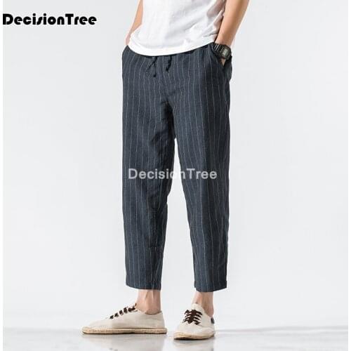 2021 men pants mens wide crotch harem pants loose large cropped trousers wide legged bloomers chinese style loose linen pants