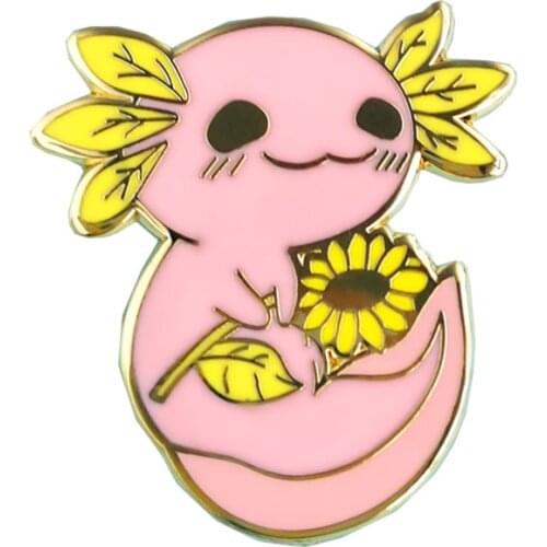 PF1222 Axolotl Cute Collection Enamel Lapel Pin sunflower Badge Pins for Clothes backpacks Decoration Jewelry Accessories Gifts