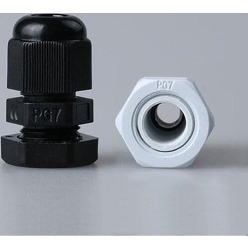 PG7 Cable Gland Connector Waterproof Nylon Plastic 100PCS for 3-6.5mm Cable CE high quality Hot Sale IP68