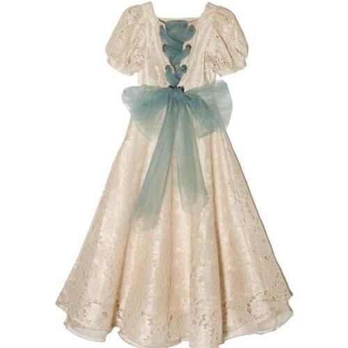 Court Retro Style Dress Bowknot A-Line Elegant Lace Fairy High Waist French Vintage Dress Weddings Events Autumn