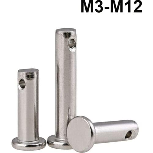 Shaft Flat Head With Hole Cylindrical Pin 304 Stainless Steel Positioning Pins M3 M4 M5 M6 M8 M10 M12