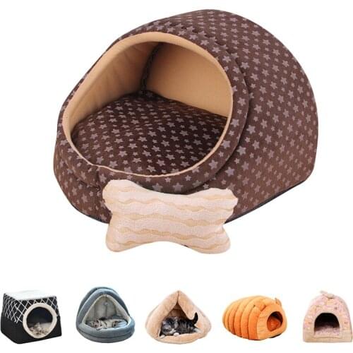 Various Styles of Pet Tent Semi Wrapped Soft Dog House Warm Cat Bed Winter Dog Mat Cats Blanket Sleeping Cats House Pet Supplies