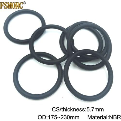 10pcs 5.7mm Thickness CS Nitrile Rubber O Rings OD 175 180 185 190 195 200 205 210 215 220 225 230mm NBR o ring sealing Gasket