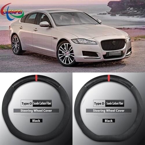 Four Seasons Universal Non-Slip Carbon Fiber Suede Steering Wheel Cover For Jaguar XF Car Interior Accessories