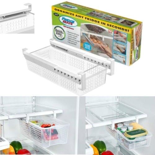 Fridge Mate Refrigerator Pull Out Bin and Home Organizer Snap On Drawer To Save