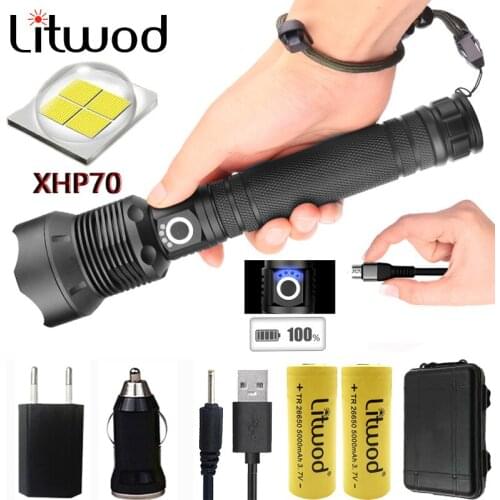 Z20 Litwod 1282 CREE Original XLamp XHP70 high powerful Tactical LED flashlight torch light 18650&26650 Battery Lantern