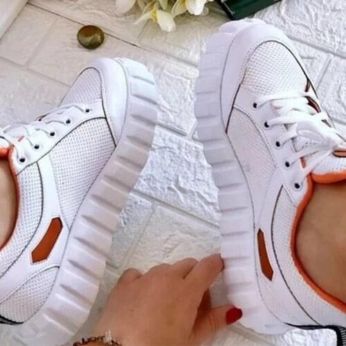 2021 Womens Platform Vulcanized Shoes Female Casual Lace Up Sneakers Ladies Comfortable Thick Bottom Leisure Footwear Big Size