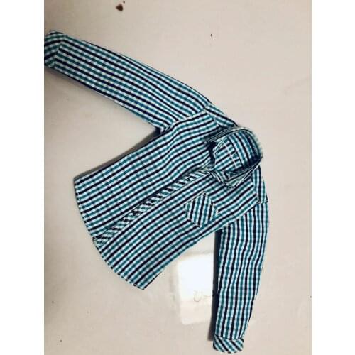 1/6th Long Sleeve Blue Plaid Shirt Model for 12" Action Figure Doll