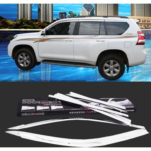 1 Set Brand New Chrome Side Vent Sun Shade Window Visors Rain Guard Deflectors For Toyota Land Cruiser Prado 2010-2018