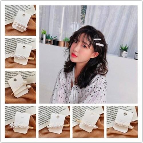1Pcs Fashion Solid Pearl Hair Clips for Women Girls Snap Barrette Stick Hairpin Bobby Hair Styling Accessories
