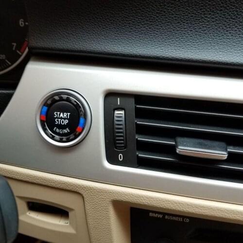 100PCs for BMW Bmwe90/E92/Old 3 Series One-Button Start Ring Carbon Fiber Stickers Car Decoration Interior Modification