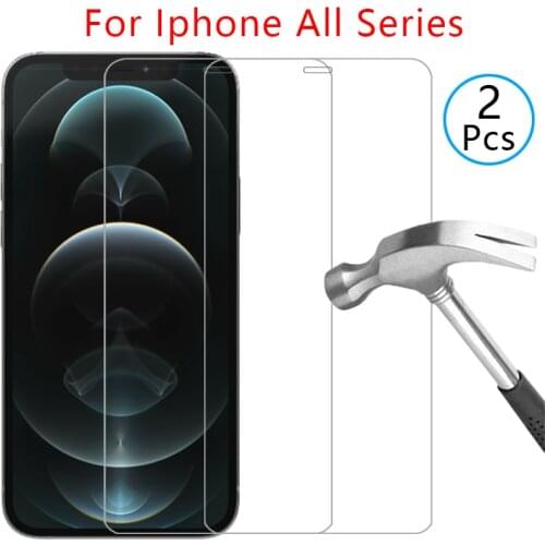 2pcs tempered glass for iphone 11 12 pro max mini x xr xs mas 6 6s 7 8 plus 5 5s 5c se 2020 2 case cover protective phone coque