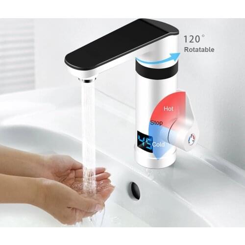3000W Instant Electric Faucet Water Heater Quickly Heating Tap Kitchen Faucet with Temperature Display Hot Cold Dual-use 220V
