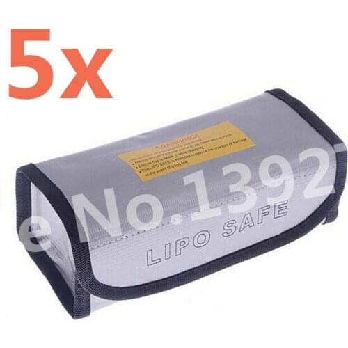 5Pcs Arrowmax RC Square LiPo Safe Bag Battery Safety Li-Po Protect Bag Pouch Safe Guard Charge Sack 185 X 75 X 60 mm AM-199502