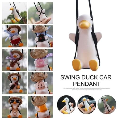 Car Interior Accessories Rearview Mirror Pendant Hanging Ornament Swing Duck Cute Anime Car Charm Accessories for Women Girls