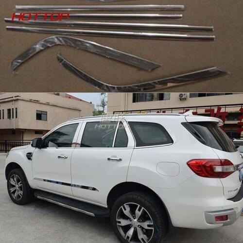 Free shipping stainless steel car window chrome decoration trim for ford everest 2015 2016 2017