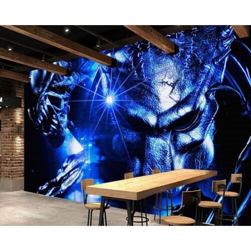 Free Shipping Cinema Wallpaper Custom 3D Wallpaper Alien vs. Predator Warrior Internet Cafe Background Wall Painting Mural
