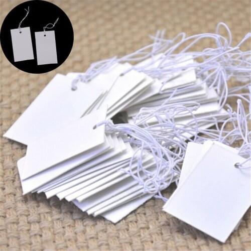 Jewelry Clothes Label Price Tags 100Pcs 5*3cH*IC White Paper With Elastic String