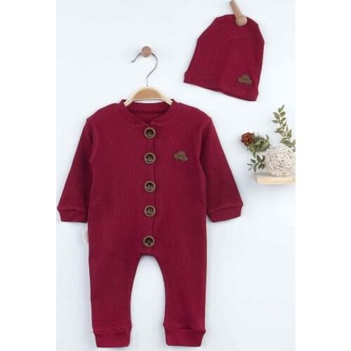 Maroon Baby Boy Rompers Hat Fashion 2021 New Season Style Babies Clothes Outfit Cotton Comfortable Underwear for Boys Baby Models