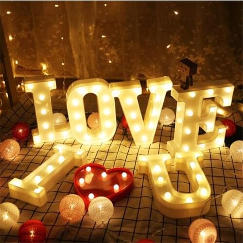 3D Luminous Letters Night Light LED Light Marquee Sign Alphabet Lights Novelty Lamp Home Wall Lamp Club Wedding Party Decoration