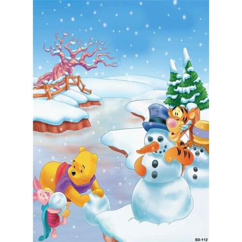 Christmas Tree Photography Background Backdrop 5X7 Photo Backdrop Snow World for Family Xmas Photos Custom Made for Kids