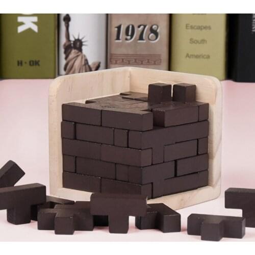 54T Toys 2 Colors Wooden Magical Educational Toys Burr Puzzle Funny Luban Lock Wooden Educational Toy Brain Game For Children