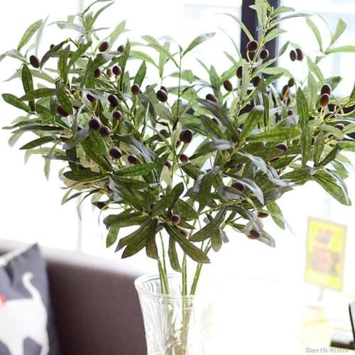 Artificial European Olive Tree Branches with olive fruit leaves for home hotel wedding DIY decoration flowers plants wreath leaf