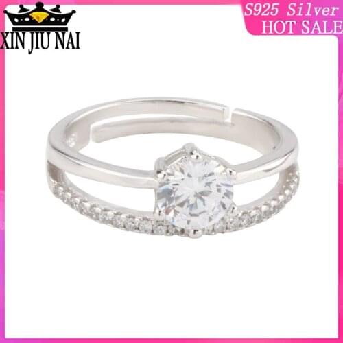 925 sterling silver Similar toDiamond Ring Movable Mouth Adjustable Platinum Open Rhinestone Ring for Women wholesale lots bulk