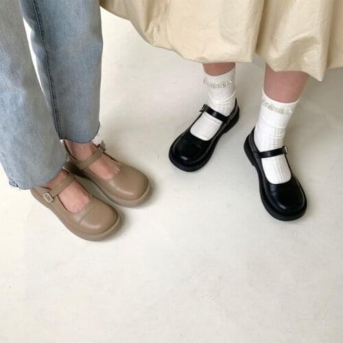 Thick-soled Loafers Mary Jane Single Shoes Womens Summer 2021 Retro Flat-bottomed French Small Leather Shoes