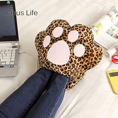 Cute Plush Paw Pillow Feet Warm Slippers Safety Electric Heating Slipper Cartoon USB Foot Warmer Shoes Computer Hand Wamer