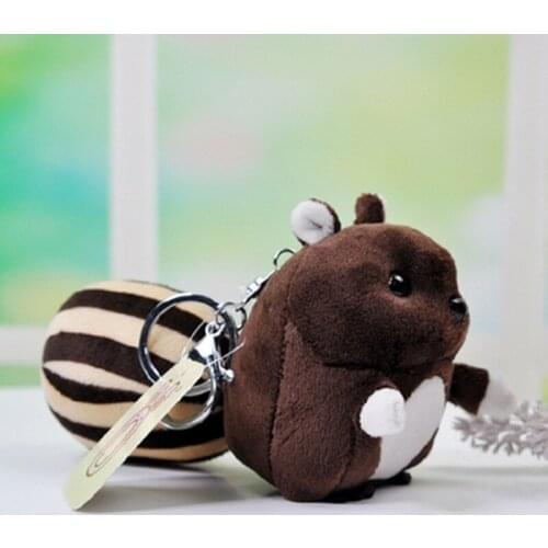 Mini cute squirrel key chain plush toy doll keychains small pendant car bag key chains