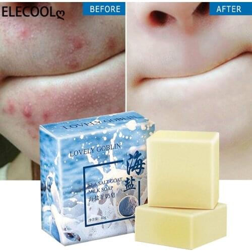 ELECOOL Sea Salt Soap Whitening Moisturizing Soap Natural Milk Sea Salt Soap Remove Pimple Pores Acne Cure Face Care Tools