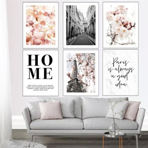 Flower Picture Wall Backdrop Art Canvas Painting Modern Nordic Quote Scenery Home Decor Posters and Prints for Dormitory Design