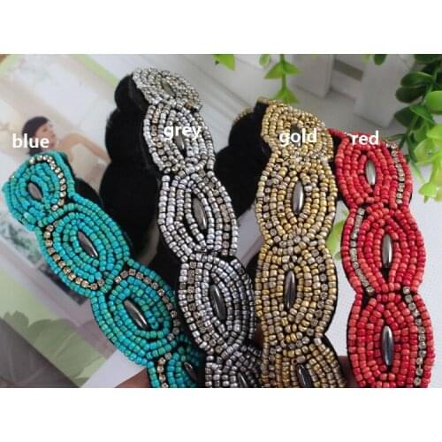New sparkly white crystal beads twist handmade shining gems design headband for wedding party headband-66